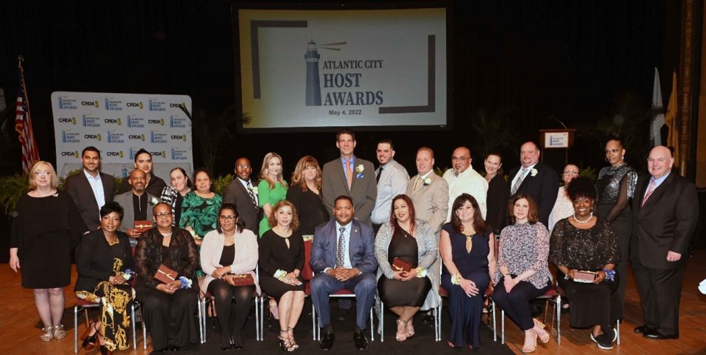 Group photo of Host Award winners and dignataries, and CRDA staff members May 4, 2022 at Jim Whelan Boardwalk Hall Atlantic City, NJ.