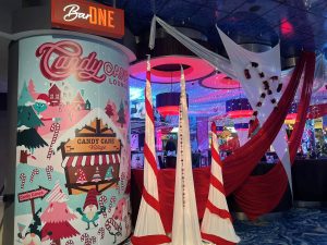 Candy Cane Lounge at Bar One inside Resorts Casino Hotel decorated for the Holiday season.