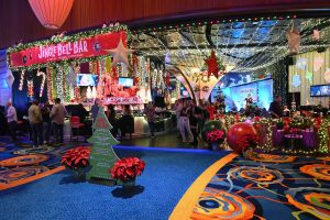The Jingle Bell Bar Pop Up experience inside Ocean Casino Resort decorated for the Holiday Season.